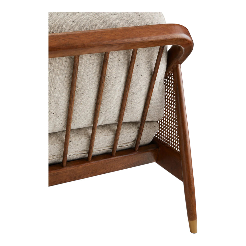 Marika 3 Seater Teak Wood & Rattan, Antique Brass Sofa