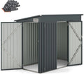 COSTWAY Abri de Jardin en Métal 2,6㎡, Cabane Jardin Exterieur en Acier Galvanisé 5,7 m³ avec Loquet, Porte avec serrure et clé, Toit en Pente, 4 Gants, 2 Trous d’Aérations, Abri Exterieur (Gris foncé)