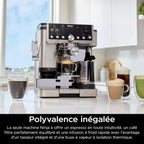 NINJA Machine à café Luxe Essential 2-en-1, Latte, Cappuccino et Espresso avec broyeur à grains et mousseur à lait intégrés, facile à utiliser, 2 préréglages mousse, argent, ES501EU