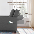 Canapé-lit Compact 3-en-1, canapé Pliant & ottomane avec Fonction lit, Fauteuil Convertible jusqu'à 200 kg, canapé-lit avec revêtement Effet Lin, Fauteuil pour Salon et Chambre d'amis, Gris foncé