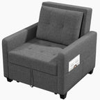 Canapé-lit Compact 3-en-1, canapé Pliant & ottomane avec Fonction lit, Fauteuil Convertible jusqu'à 200 kg, canapé-lit avec revêtement Effet Lin, Fauteuil pour Salon et Chambre d'amis, Gris foncé