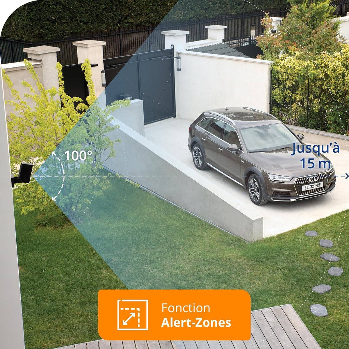 Netatmo Caméra de Surveillance Extérieure Intelligente avec Sirène 105dB, WiFi, Eclairage Intégré 12W, Détection des Mouvements, Vision Nocturne, Vidéo HD, Stockage Local, Aucun Abonnement, NOC-S-AMZ