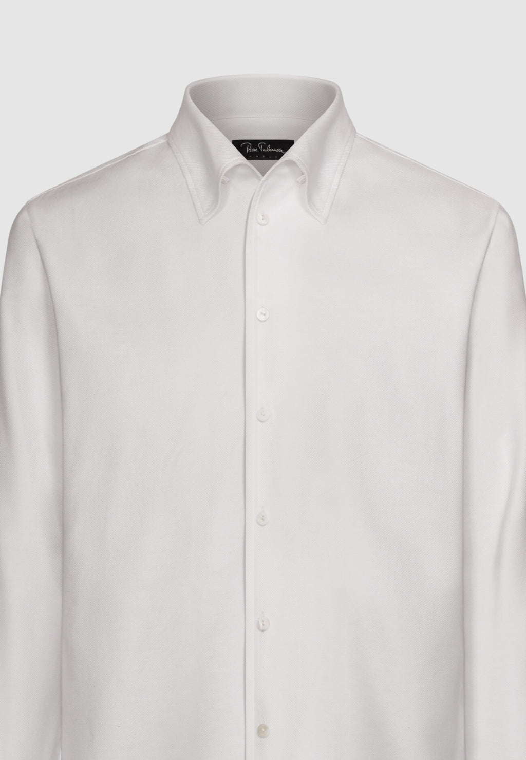 Chemise texturée à col souple en coton blanc