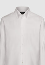 Chemise texturée à col souple en coton blanc
