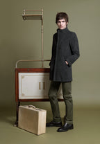 Manteau zippé en laine gris foncé