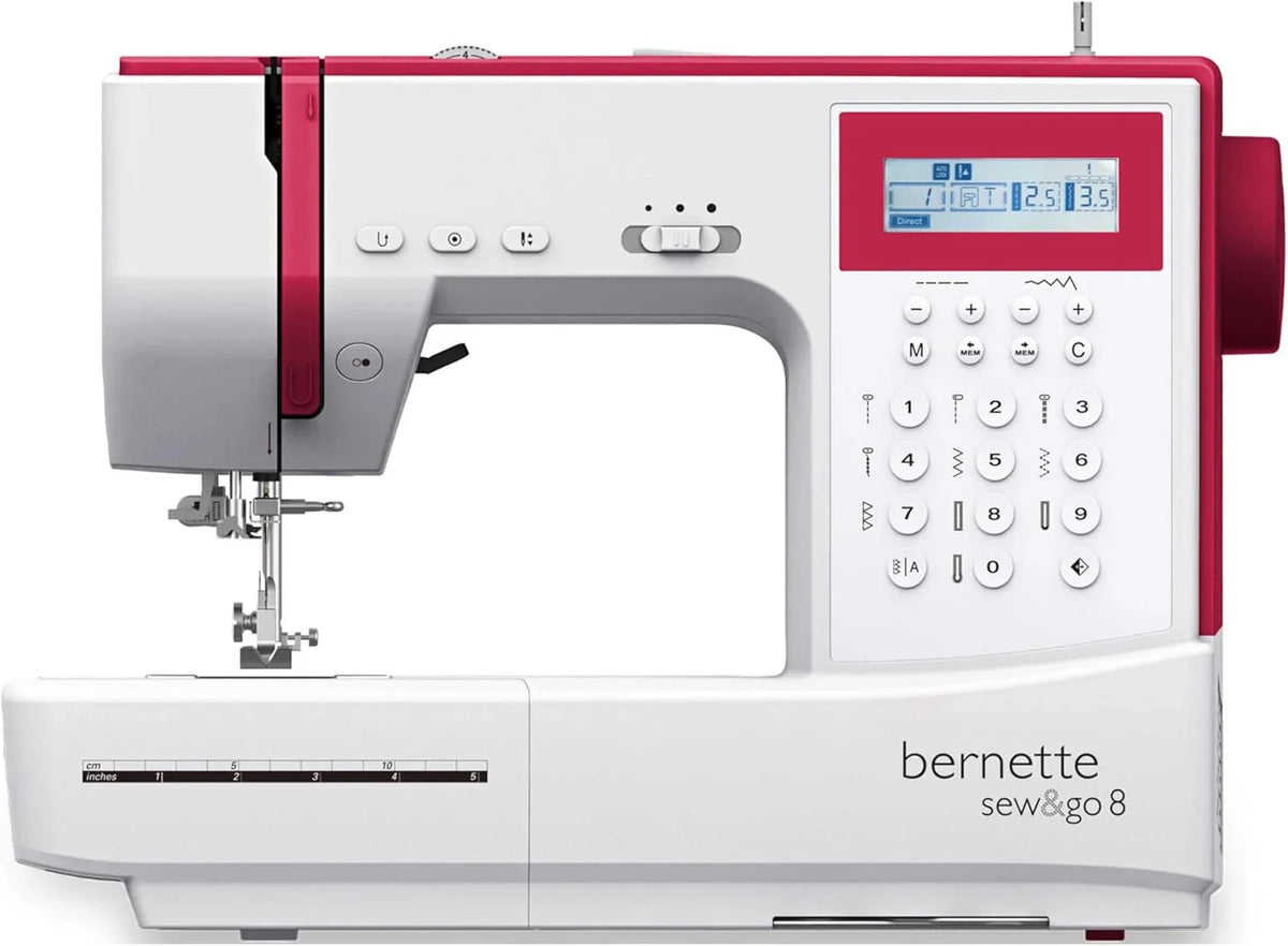 Bernette Sew&Go8 machine à coudre ordi, 197 programmes, bras libre, blanc