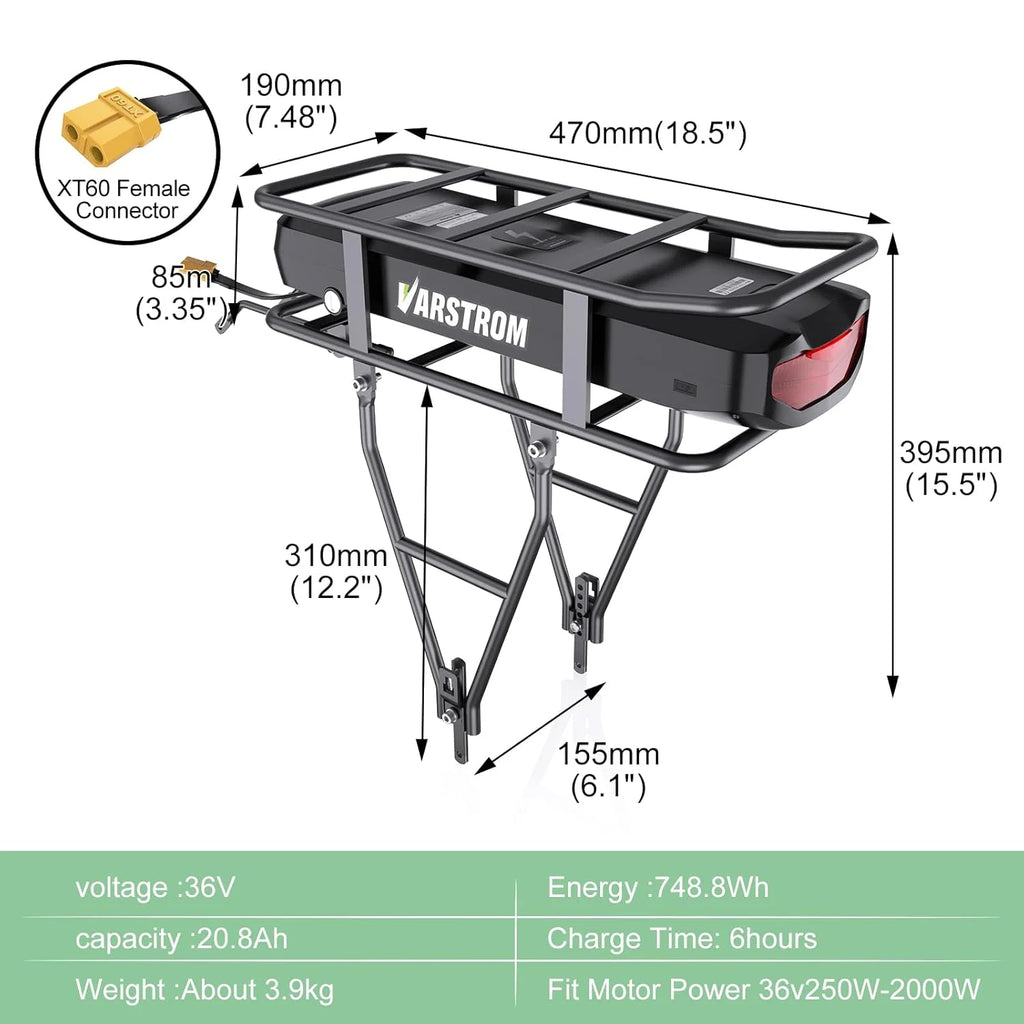 BAFANG 500W 36V BBS02B Kit de Conversion pour Vélo Électrique avec 20Ah Batterie et VD618 Afficheur, Moteur Central G340 pour Vélos de Montagne avec Boîtier de Pédalier BB68mm