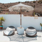 Sombrilla hecha de macramé BINIBECA para exterior ø210x229cm