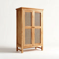 Armoire en bois 2 portes avec façades en rotin style nordique