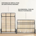 Lit Escamotable 2 Personnes - 140cm x 200cm - Lit Mural Rabattable - Vertical - Classique