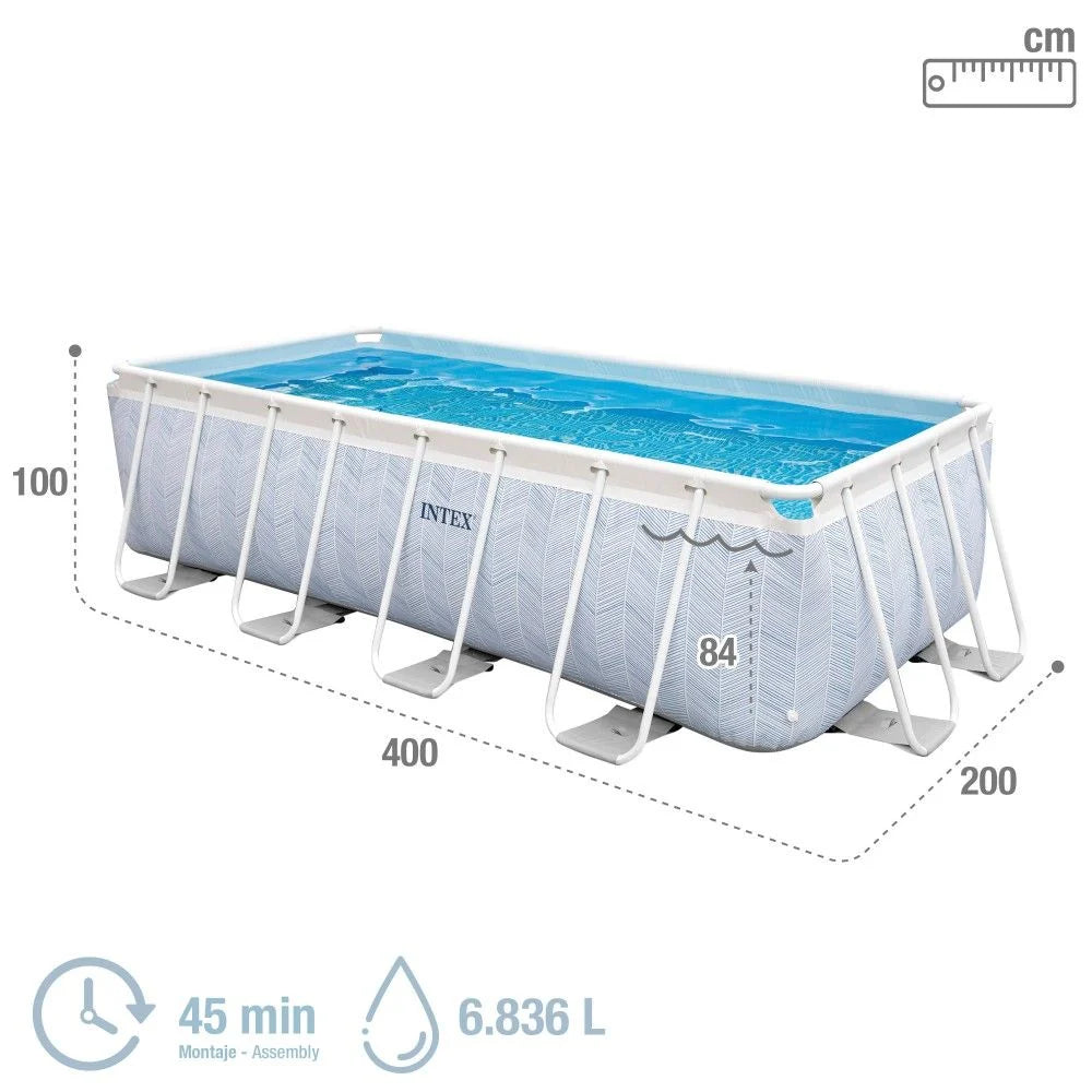 Piscina Desmontable Chevron Prism Premium Intex Rectangular, 400x200x100cm, 6.836l