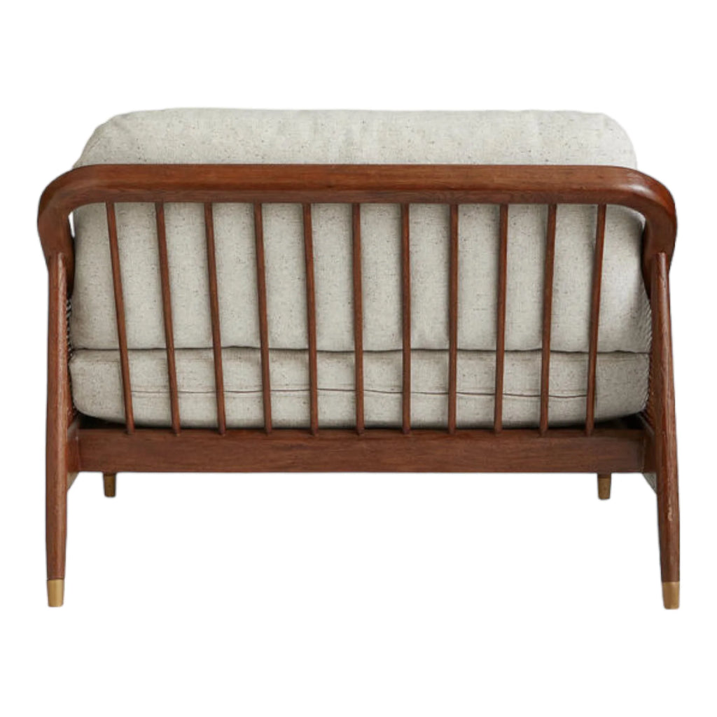 Marika 1 Seater Teak Wood & Rattan, Antique Brass Sofa