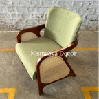 Marvin Solid Teak Wood & Rattan 1 Seater Sofa