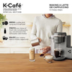 Keurig K-Cafe Cafetera de Una Taza, Plata/Gris
