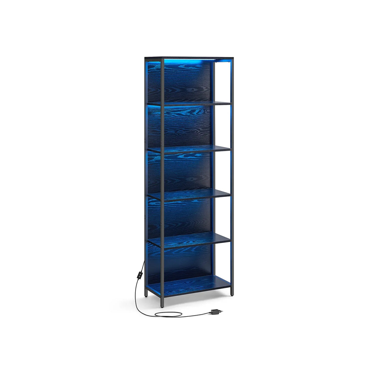 Estantería con Luz LED Librería con Luces Ajustables Marco de Acero