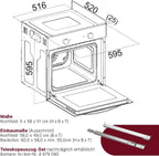 Bomann, Four avec plaque de cuisson à induction, Cuisinière encastrable avec 4 zones de cuisson et 9 fonctions de four, Capacité utile de 56 l, Thermostat réglable séparément, EHBC7937, Noir