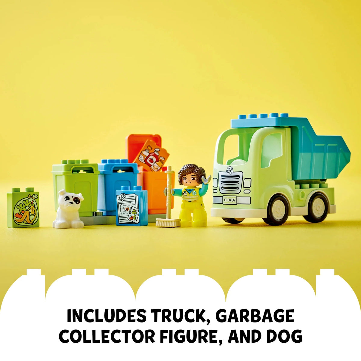 LEGO DUPLO Ciudad Camión de Reciclaje 10987, Set de Construcción de Juguete, Aprende Jugando con este Regalo Creativo STEM para Niños y Niñas de 2 Años en Adelante, Incluye 3 Contenedores para Clasificar la Basura