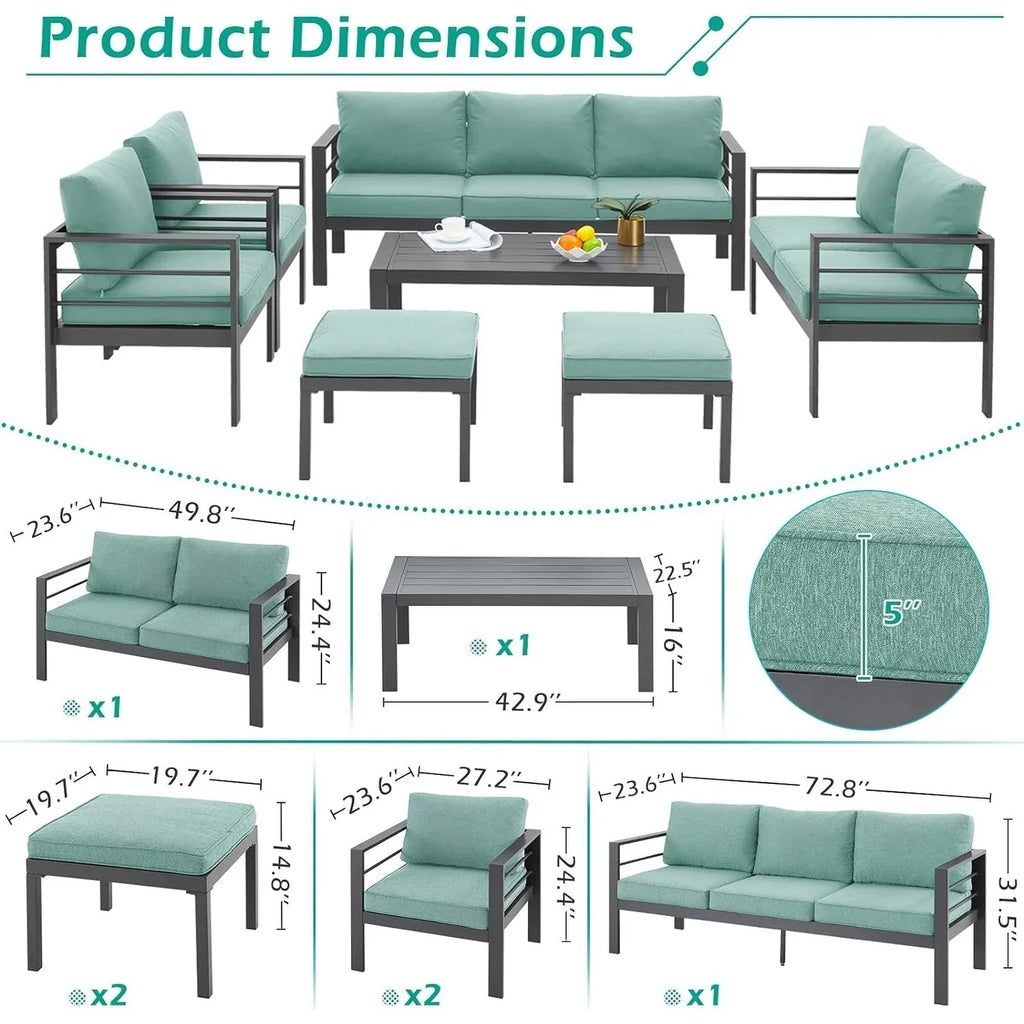 AECOJOY 7 Pieces Aluminum Patio Furniture Set Outdoor Conversation Set