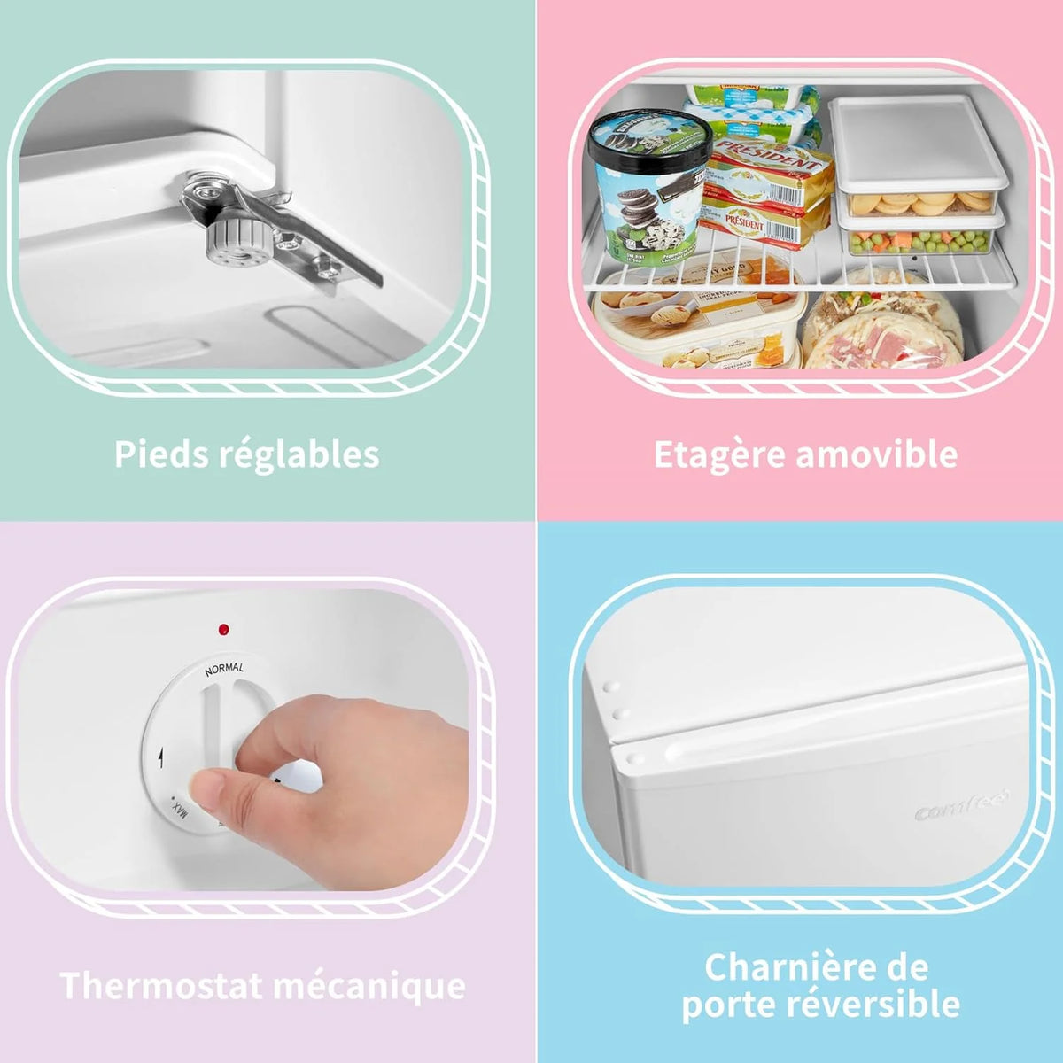 COMFEE' RCU40WH2(E) 31L Mini Congélateur, Porte Réversible, 4 Étoiles, Silencieux, pratique dans le Bureau, l'Hôtel et la Maison, Blanc
