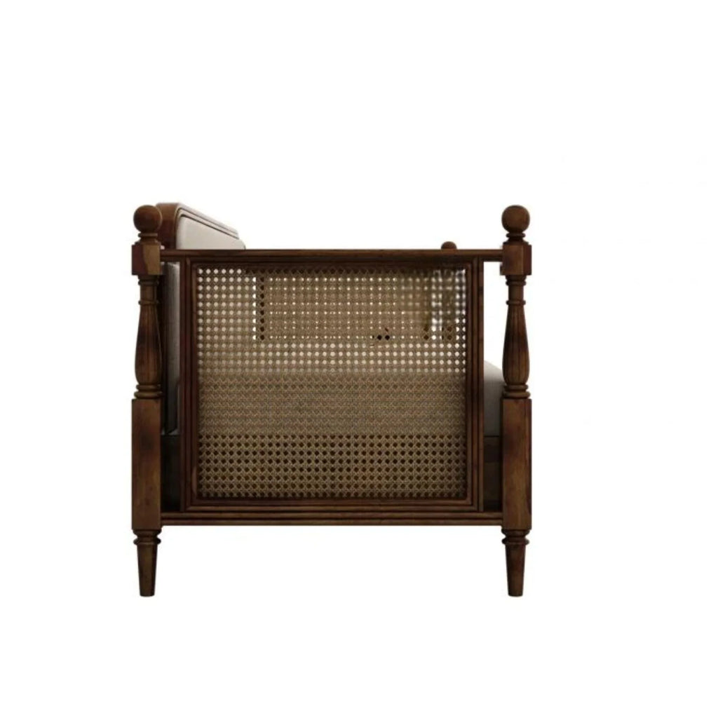 Nismaaya Dyuti Sheesham Wood and Cane Divan Bed with Ivory Mattress