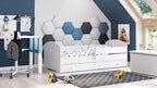 KOBI Lit Enfant LUK avec Matelas, Blanc | pour Chambres d'enfants | pour Un garçon et Une Fille | Lit Bebe pour Enfants | (avec tiroir, 140x70)