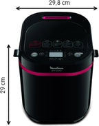 Moulinex Pain Plaisir Machine à pain, 1 Kg, 720W, 17 programmes, Programme sans gluten, Pain maison, Pizza, Départ différé 15 heures, 3 niveaux de dorage, OW220830 Noir