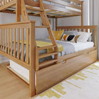 Max & Lily Solid Wood Bunk Bed, Twin over Full with Storage Trundle and Ladder for Kids