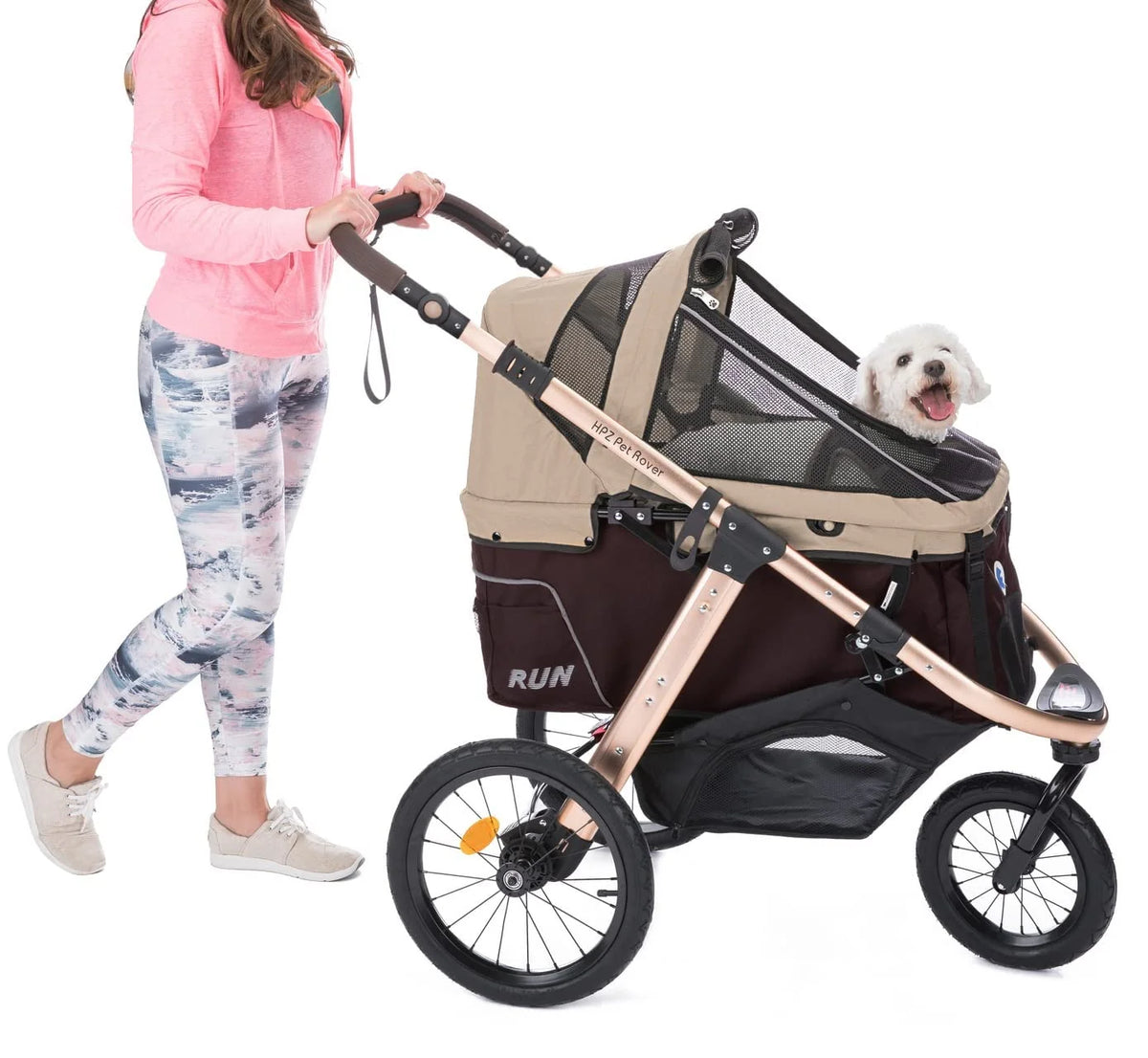 Coche Deportivo para Correr con Ruedas de Goma Confort / Entrada sin Cremallera / Plegado Rápido con Una Mano / Estructura de Aluminio para Perros, Gatos y Mascotas Pequeñas o Medianas (Camuflaje Verde)
