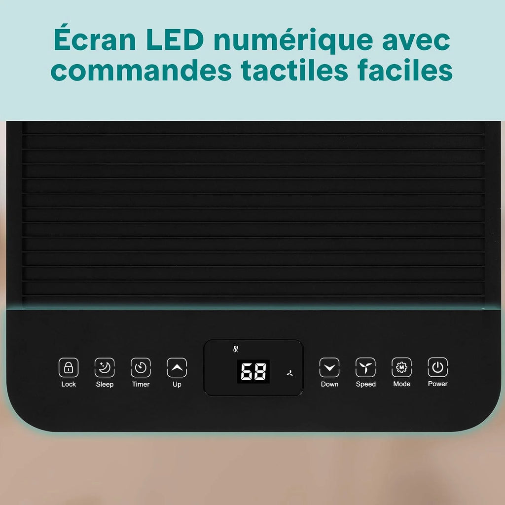 SereneLife Climatiseur Mobile 9000 BTU – Portable Silencieux 55 dB, 31 m² Ventilateur et Déshumidificateur, Rafraîchisseur d’Air, Télécommande, Écran LED