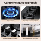 Plaque gaz WEHIMO 2 feux encastrable verre trempé