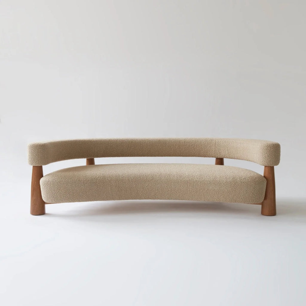 Faber 3 Seater Oak Wood Sofa White