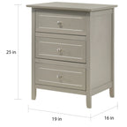 Daniel 3-drawer Transitional Wooden Nightstand