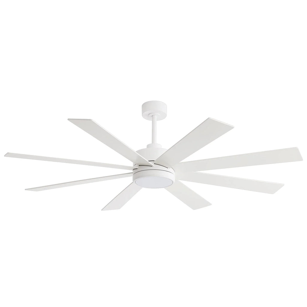 65 Inch 8-Blade Black LED Ceiling Fan with Light and Remote