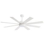 65 Inch 8-Blade Black LED Ceiling Fan with Light and Remote