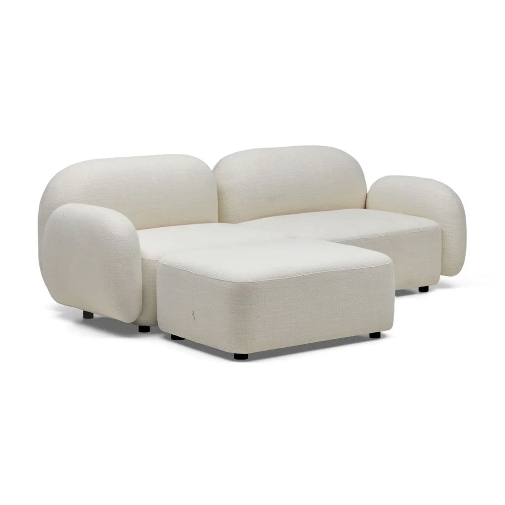 Nismaaya Oslo Modular Sofa Frosted Ivory 2 Seater with Ottoman