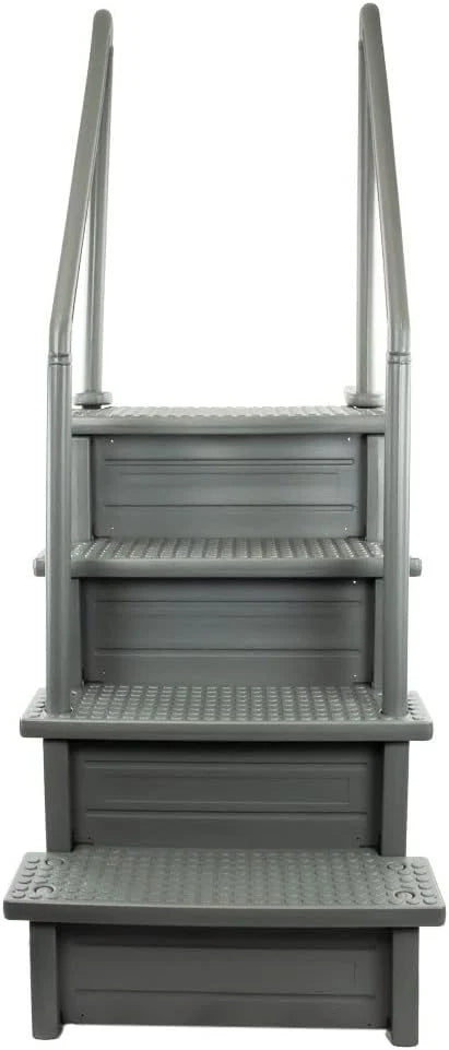 Escalones antideslizantes Aqua Select para piscinas elevadas | Azul | Para piscinas sobre tierra | Se pueden montar en terrazas de 48" a 54" de altura | Escalera de seguridad con capacidad hasta 250 lbs