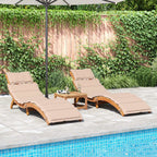 Pack 2 Uds Tumbonas De Jardín | Silla | Sillón Exterior Con Cojines Madera Maciza De Acacia Beige Cfw520516