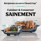 Ninja CRISPi Friteuse sans huile portable, 3,8L, 4-en-1 : Frire sans huile, Rôtir, Garder au chaud, Recroustiller, Design compact, 2 récipients avec couvercles, 1 700 W, Sauge FN101EUSG