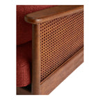 Marika 1 Seater Teak Wood & Rattan, Antique Brass Sofa