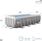 Intex kit Piscine Prism Frame rectangulaire Tubulaire (l) 4,00 x (l) 2,00 x (h) 1,22m