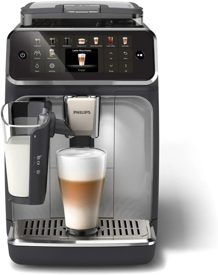 Philips Série 5400 Machine Expresso - Café à Grain - LatteGo Mousseur à Lait, 12 Spécialités de Café, Affichage Intuitif, 4 Profils Utilisateur, Noir (EP5441/50)(Gris Clair/20 Boissons / Café glacé)