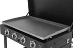 METRO PROFESSIONAL Barbecue Plancha à Gaz avec 4 Brûleurs Dayton, Acier Inoxydable, 14.8 kW, Allumage par Impulsion, 4 roulettes Pivotantes, Pliable, Noir