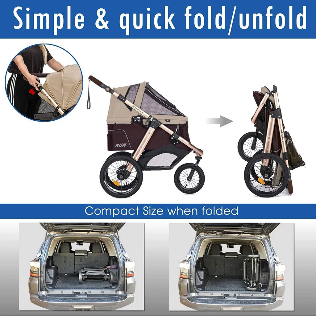 Coche Deportivo para Correr con Ruedas de Goma Confort / Entrada sin Cremallera / Plegado Rápido con Una Mano / Estructura de Aluminio para Perros, Gatos y Mascotas Pequeñas o Medianas (Camuflaje Verde)