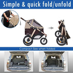 Coche Deportivo para Correr con Ruedas de Goma Confort / Entrada sin Cremallera / Plegado Rápido con Una Mano / Estructura de Aluminio para Perros, Gatos y Mascotas Pequeñas o Medianas (Camuflaje Verde)