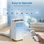 Climatiseur portable 8000 BTU, télécommande, mode ventilateur, refroidit 350 m², minuterie 24 heures, fonctionnement silencieux, fenêtre, 2 vitesses de ventilateur pour chambre à coucher, bureau