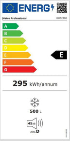 Congélateur coffre professionnel METRO GHF2700S, acier, 188 x 73,5 x 94,5 cm, 700 L, 125 W, 3 paniers, éclairage LED, avec serrure, blanc/gris