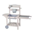 Cocina móvil de juego "Mud & Play BBQ" para niños – Madera certificada FSC – Acabado en gris grabado