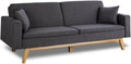 Don Descanso, Sofá Cama 3 plazas Reine, Tapizado en Tela, Sistema Apertura de Libro o Clic-clac, Medida sofá: 201x73x79 cm, Medida Cama: 201x99x42 cm, Incluye 2 Cojines, Gris Claro