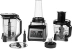 Ninja 3-en-1 Robot de cuisine et mixeur avec 5 programmes: Mixer, Mixer Max, Hacher, Mélanger, Purée, Bol 1,8L, Cruche 2,1L, Tasse 700ml, 1200W, lavables au lave-vaisselle, Auto-iQ, Noir BN800EU