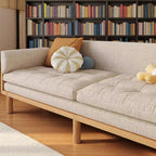 Japandi Solid Wood Recessed Arms Folding Sleeper Sofa Bed